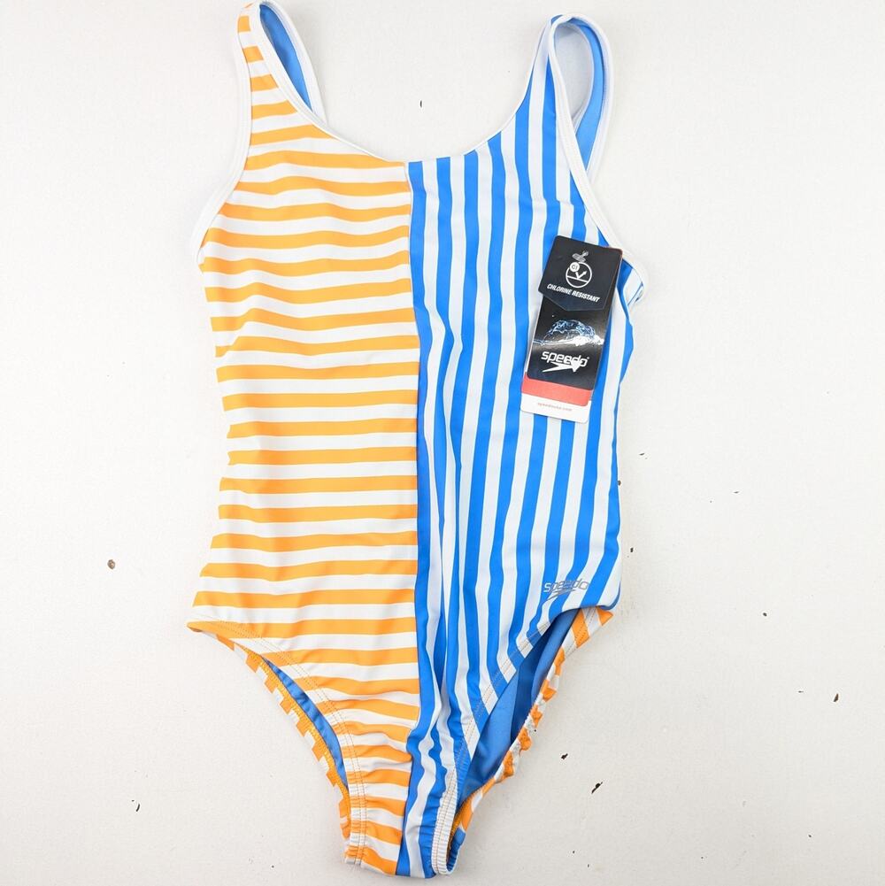 Speedo Girls Mandarin Peel One-Piece Swimsuit - 10 Girls